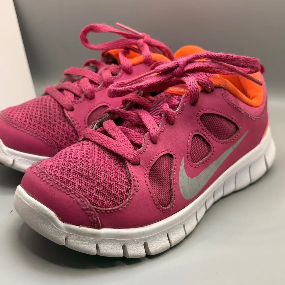 Nike Free 5.0 Girls Running Shoes Pink Orange Sneakers Size 11.5C